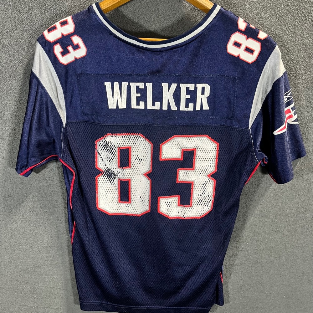 Kids Reebok NFL New England Patriots Wes Welker 83 Jersey Navy Blue Size Large